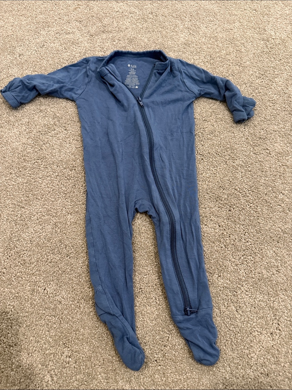 Kyte BABY Navy Zip-Front Footed One-Piece